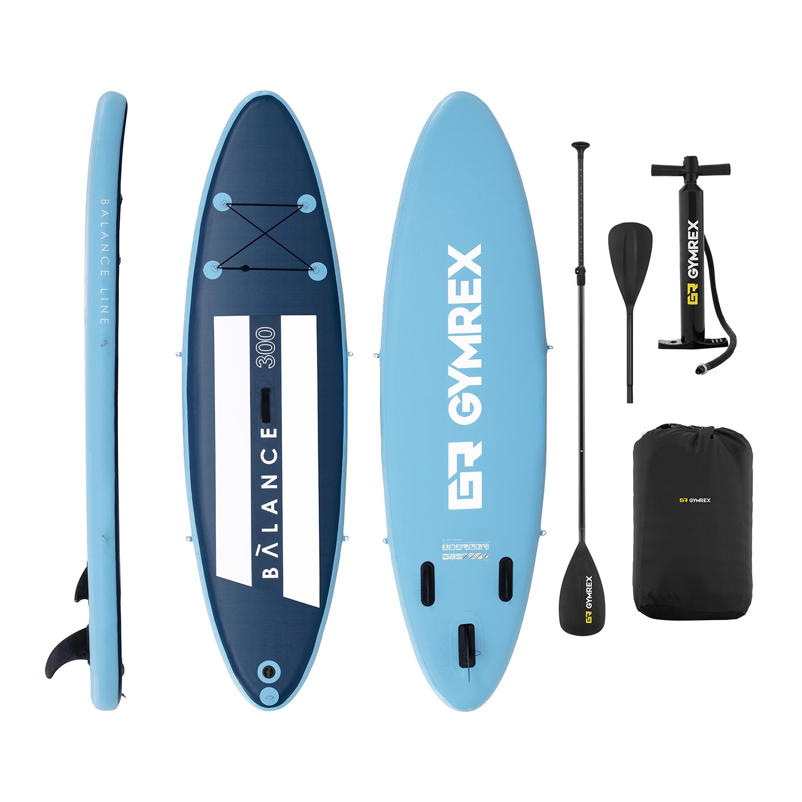 SUP gonfiabile - 135 kg - blu/blu marino- Set con remo e accessori